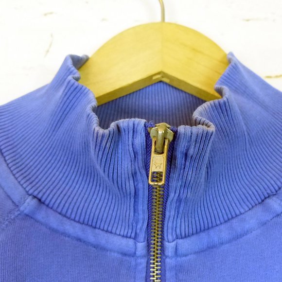 PINK Victorias Secret Sweatshirt Womens M Blue Half Zip Pullover Logo Spell Out - Picture 6 of 14